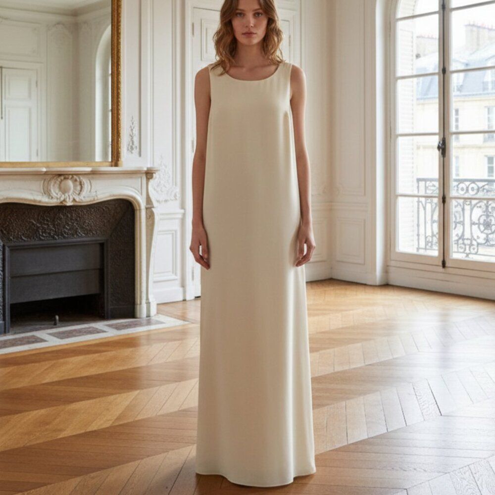 Papell Boutique Evening Cream Sleeveless Maxi Dress Size 18W